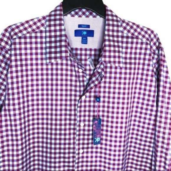 EGARA Purple Checked Button Down Casual Shirt XXL - Picture 2 of 6
